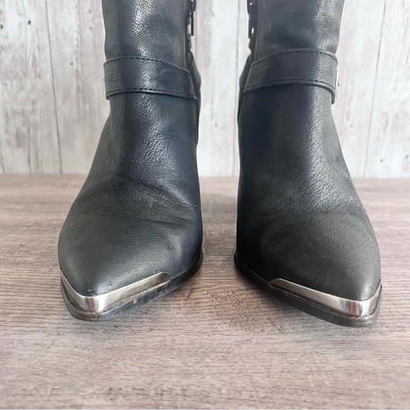 Vince Camuto Leather Moto Western Ankle Boot Size 7 - Picture 6 of 9